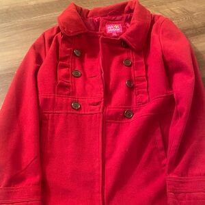 Pink Platinum Double-Breasted Red Pea Coat for teens